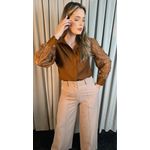 Camisa Feminina Manga Longa Bordada - Cod: 277 - Marrom
