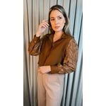 Camisa Feminina Manga Longa Bordada - Cod: 277 - Marrom