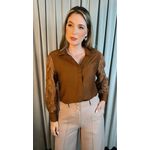 Camisa Feminina Manga Longa Bordada - Cod: 277 - Marrom