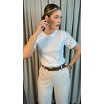 T-Shirt Feminina Manga Bordada - Branca - Cod 279