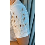 T-Shirt Feminina Manga Bordada - Branca - Cod 279