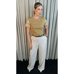 T-Shirt Feminina Manga Bordada - Nude - Cod 279