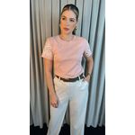 T-Shirt Feminina Manga Bordada - Rosa - Cod 279