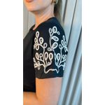 T-Shirt Feminina Manga Bordada - Preto - Cod 279 