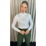 Blusa Feminina Em Tricô Com Aplicação De Flores - Cod 266 - Branca