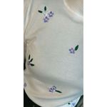 Blusa Feminina Em Tricô Com Aplicação De Flores - Cod 266 - Branca