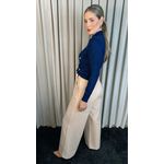 Blusa Feminina Em Tricô Com Aplicação De Flores - Cod 266 - Azul Marinho