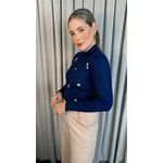 Blusa Feminina Em Tricô Com Aplicação De Flores - Cod 266 - Azul Marinho