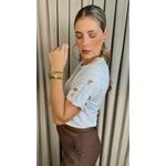 T-Shirt Feminina Manga Bordada Flores - Branco- Cod 272