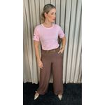 T-Shirt Feminina Manga Bordada Flores - Rosa- Cod 272