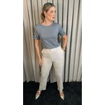 T-Shirt Feminina Manga Bordada Flores - Chumbo- Cod 272