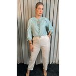 Camisa Feminina Manga Longa Bordada Flor - Cod: 273 - Verde Menta