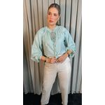 Camisa Feminina Manga Longa Bordada Flor - Cod: 273 - Verde Menta