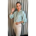 Camisa Feminina Manga Longa Bordada Flor - Cod: 273 - Verde Menta