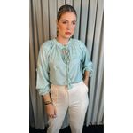 Camisa Feminina Manga Longa Bordada Flor - Cod: 273 - Verde Menta