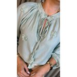 Camisa Feminina Manga Longa Bordada Flor - Cod: 273 - Verde Menta