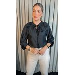 Camisa Feminina Manga Longa Bordada Flor - Cod: 273 - Preto