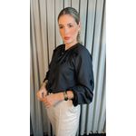 Camisa Feminina Manga Longa Bordada Flor - Cod: 273 - Preto