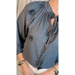 Camisa Feminina Manga Longa Bordada Flor - Cod: 273 - Preto
