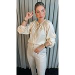 Camisa Feminina Manga Longa Bordada Flor - Cod: 273 - Branca
