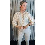 Camisa Feminina Manga Longa Bordada Flor - Cod: 273 - Branca