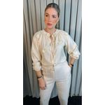 Camisa Feminina Manga Longa Bordada Flor - Cod: 273 - Branca