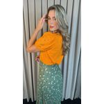 Blusa Classica em Viscolinho Delicada Feminina Manga Bordada - Laranja - Cod 215