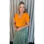 Blusa Classica em Viscolinho Delicada Feminina Manga Bordada - Laranja - Cod 215