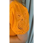 Blusa Classica em Viscolinho Delicada Feminina Manga Bordada - Laranja - Cod 215