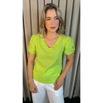Blusa Classica em Viscolinho Delicada Feminina Manga Bordada - Verde - Cod 215