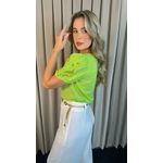 Blusa Classica em Viscolinho Delicada Feminina Manga Bordada - Verde - Cod 215