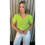 Blusa Classica em Viscolinho Delicada Feminina Manga Bordada - Verde - Cod 215