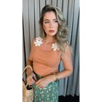 Regata Feminina Bordada Delicada - Cod 217 - Laranja
