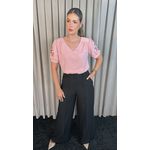 Blusa Feminina Manga Bordada Colorida - Rosa - Cod 223