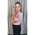 Blusa Feminina Manga Bordada Colorida - Rosa - Cod 223