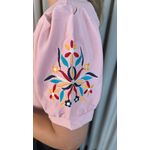 Blusa Feminina Manga Bordada Colorida - Rosa - Cod 223