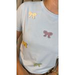 T-shirt Feminina Bordada Laço - Azul - Cod 227