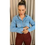 Camisa Jeans Manga Longa Feminina - Cod: 228 - Jeans Claro