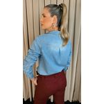 Camisa Jeans Manga Longa Feminina - Cod: 228 - Jeans Claro