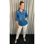 Camisa Jeans Manga Longa Feminina - Cod: 228 -Jeans Escuro
