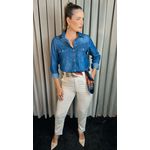 Camisa Jeans Manga Longa Feminina - Cod: 228 -Jeans Escuro