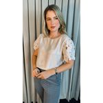 Blusa Feminina Manga Guipir Elegância e Delicadeza - Nude - Cod 238