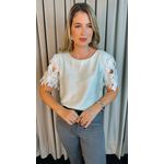 Blusa Feminina Manga Guipir Elegância e Delicadeza - Nude - Cod 238