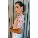 T-Shirt Feminina Bordada Flores Elegância e Delicadeza - Rosa - Cod 237