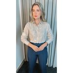Camisa Feminina Bordada Manga Longa Arabesco - Cod: 255 - Nude