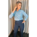 Camisa Feminina Bordada Manga Longa Arabesco - Cod: 255 - Azul