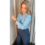 Camisa Feminina Bordada Manga Longa Arabesco - Cod: 255 - Azul