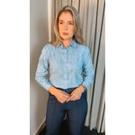Camisa Feminina Bordada Manga Longa Arabesco - Cod: 255 - Azul