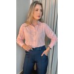 Camisa Feminina Bordada Manga Longa Arabesco - Cod: 255 - Rosa