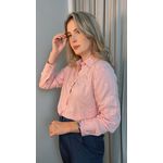 Camisa Feminina Bordada Manga Longa Arabesco - Cod: 255 - Rosa